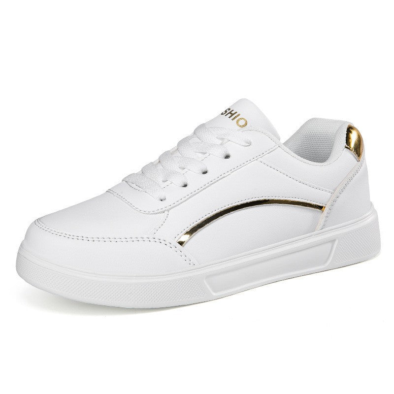 Metallic Trim Lace Up Court Sneakers