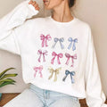 Coquette Bow Print Crewneck Sweatshirt - White