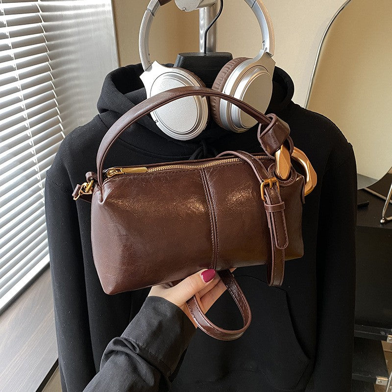 Mini Pillow Top Handle Bag with Chunky Links - Espresso