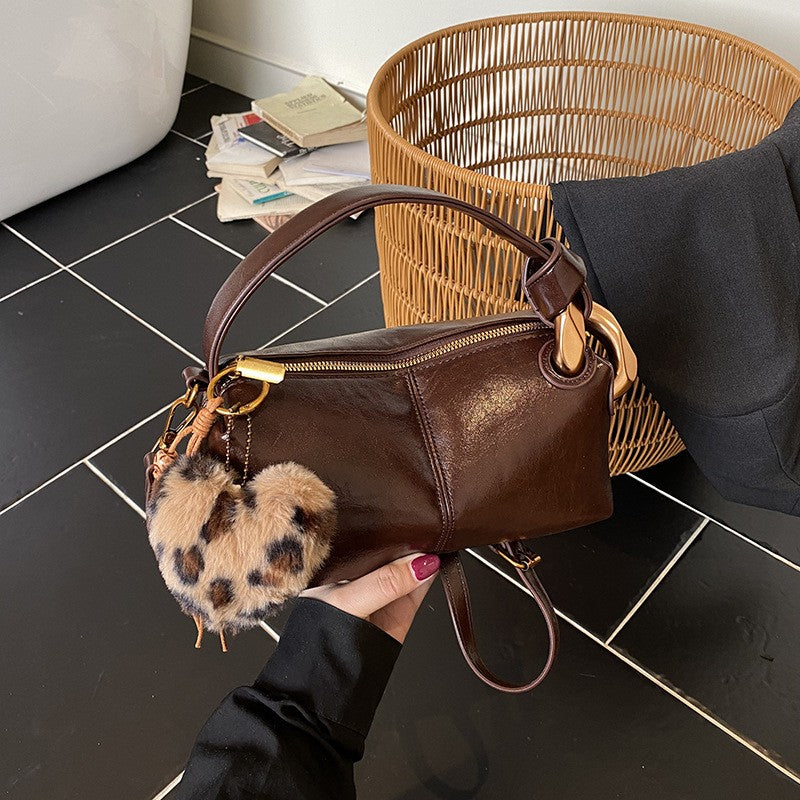 Mini Pillow Top Handle Bag with Chunky Links - Espresso Charm