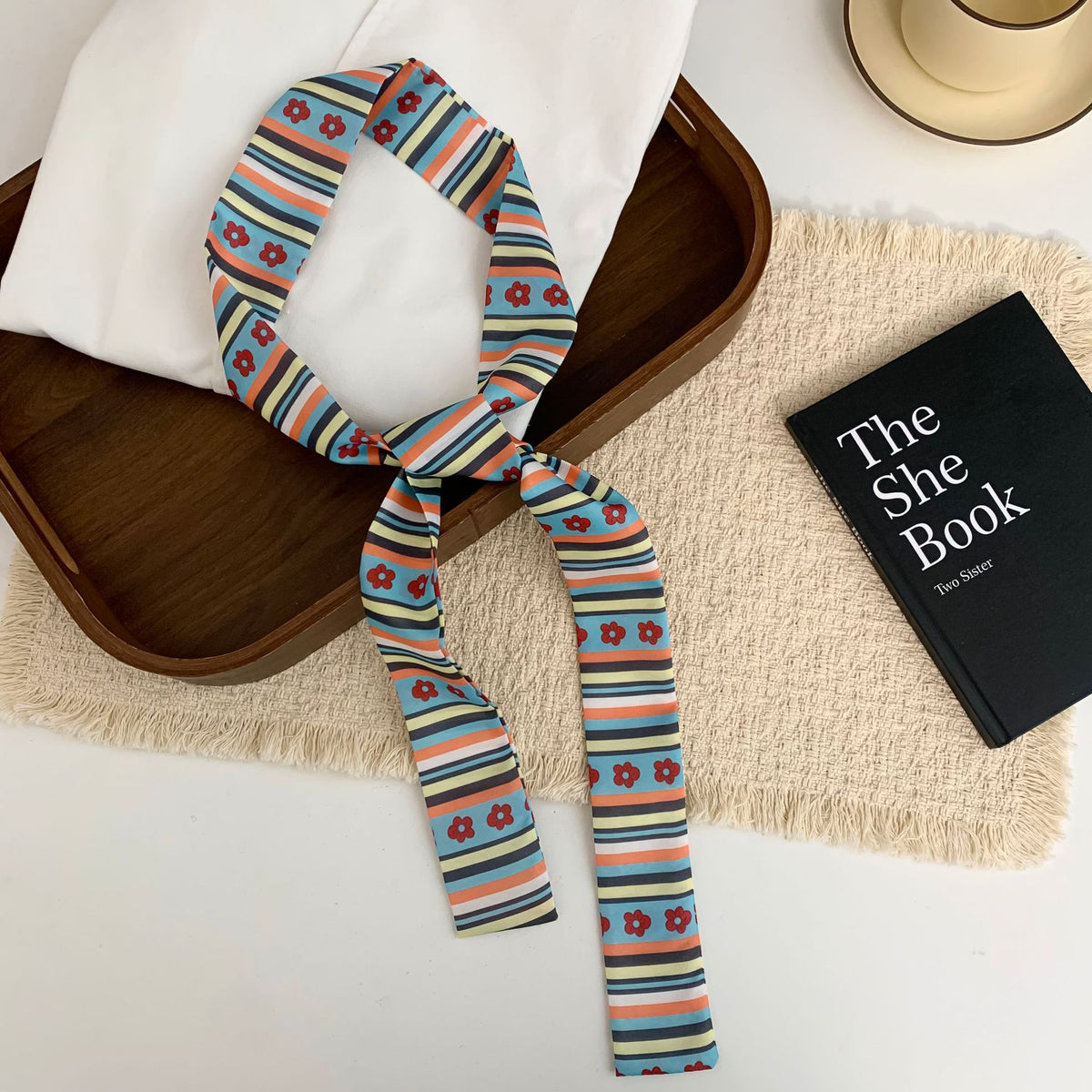 Boho Skinny Neck Scarf Hair Tie - Flower