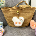 Plush Doll Head Bow Bag Charm - White