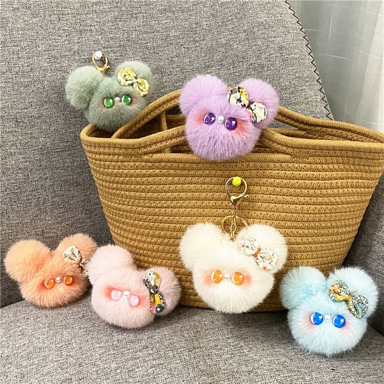 Plush Doll Head Bow Bag Charm