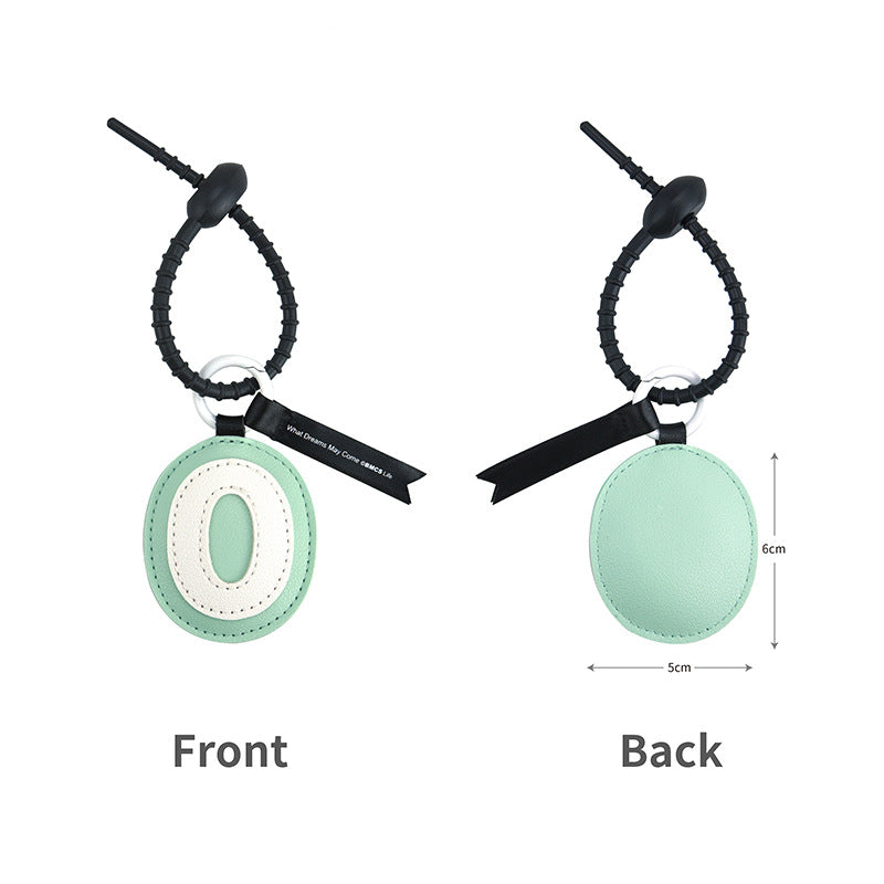 Retro Number Leather Bag Charm Keyring - Number0