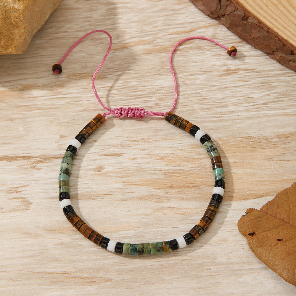 Stone Heishi Beaded Bracelet With Sliding Knot - C1