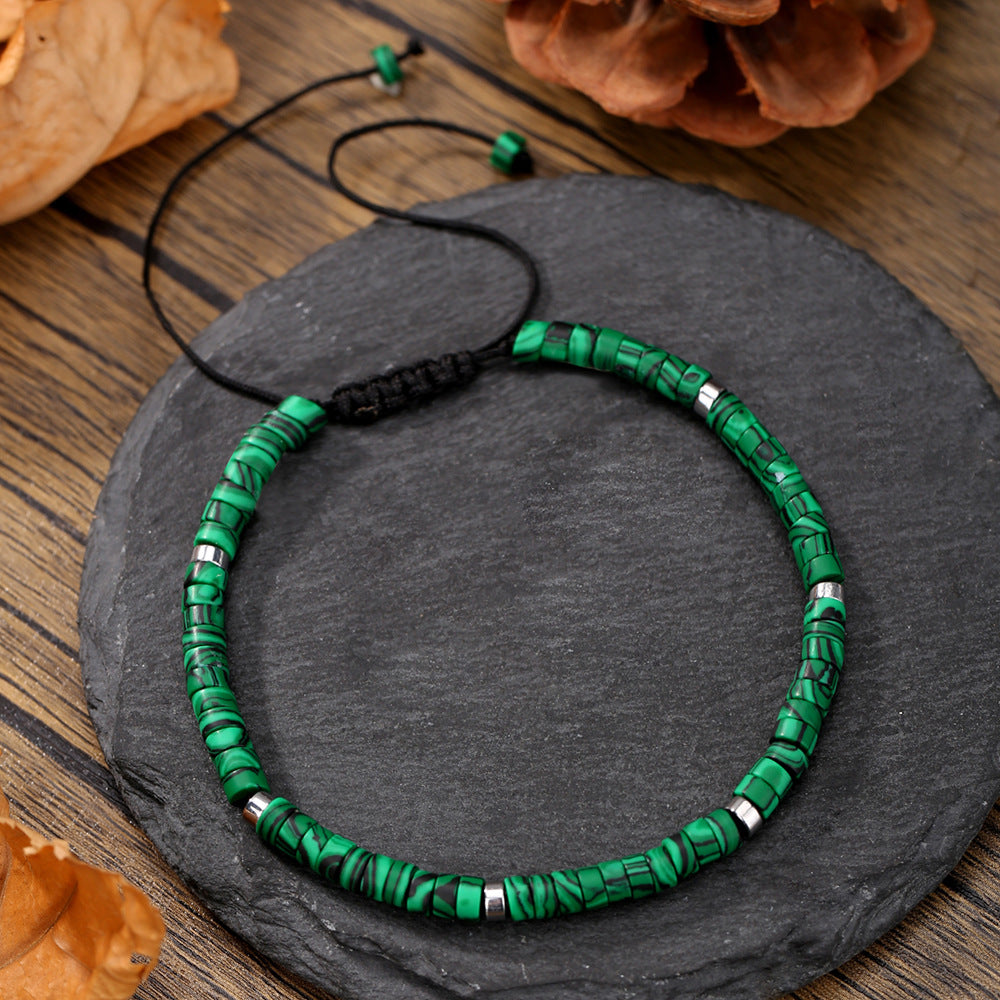 Stone Heishi Beaded Bracelet With Sliding Knot - C10