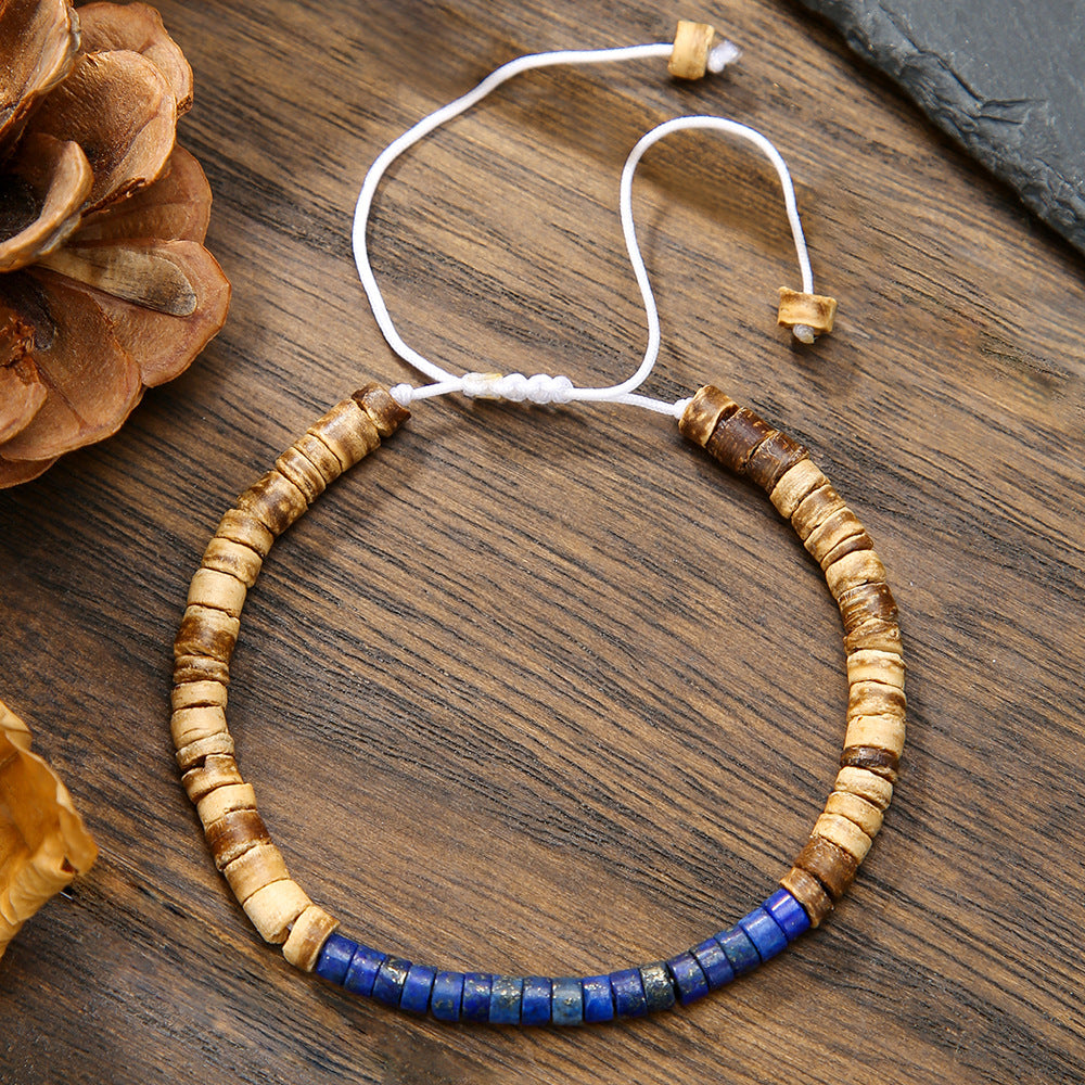 Stone Heishi Beaded Bracelet With Sliding Knot - C11