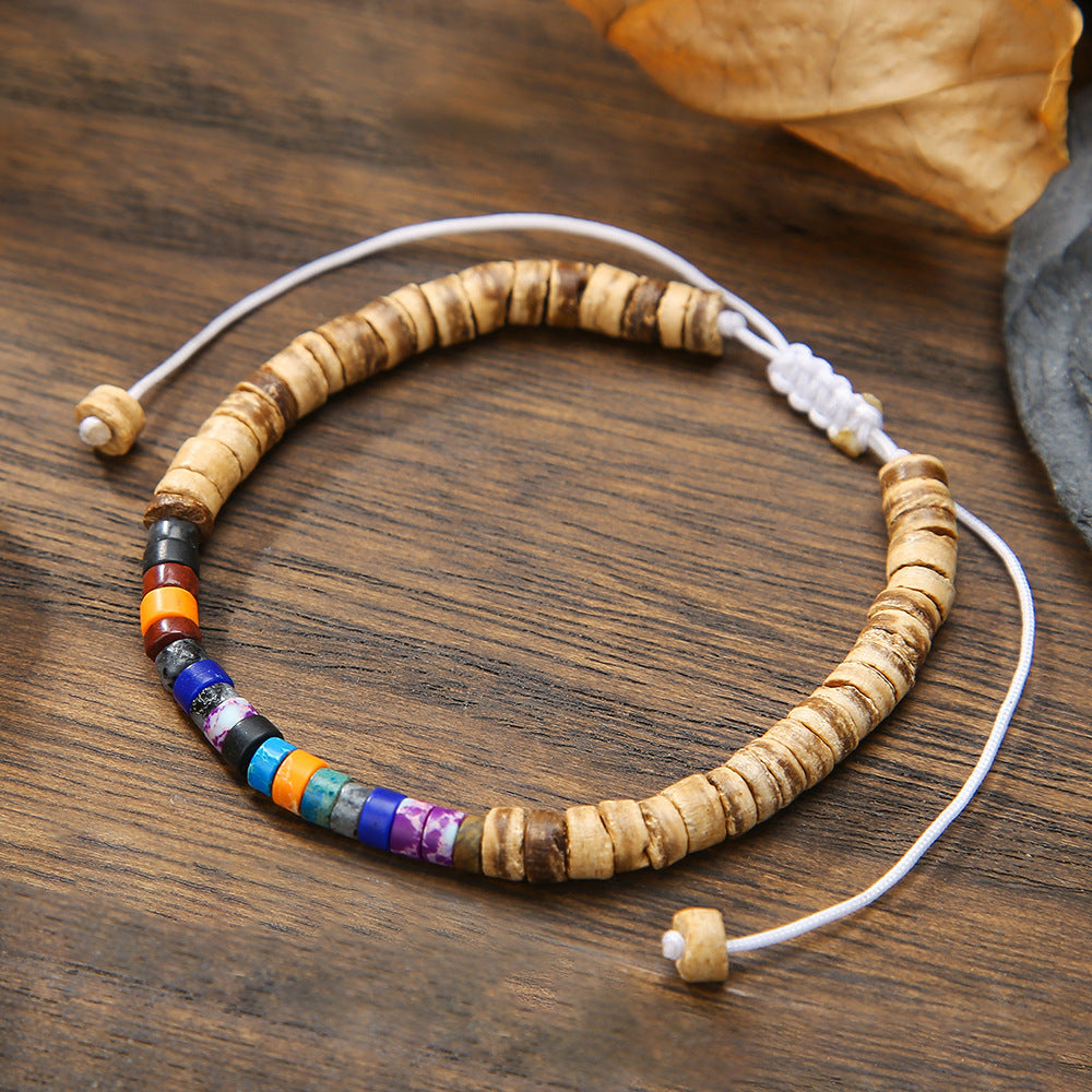 Stone Heishi Beaded Bracelet With Sliding Knot - C12