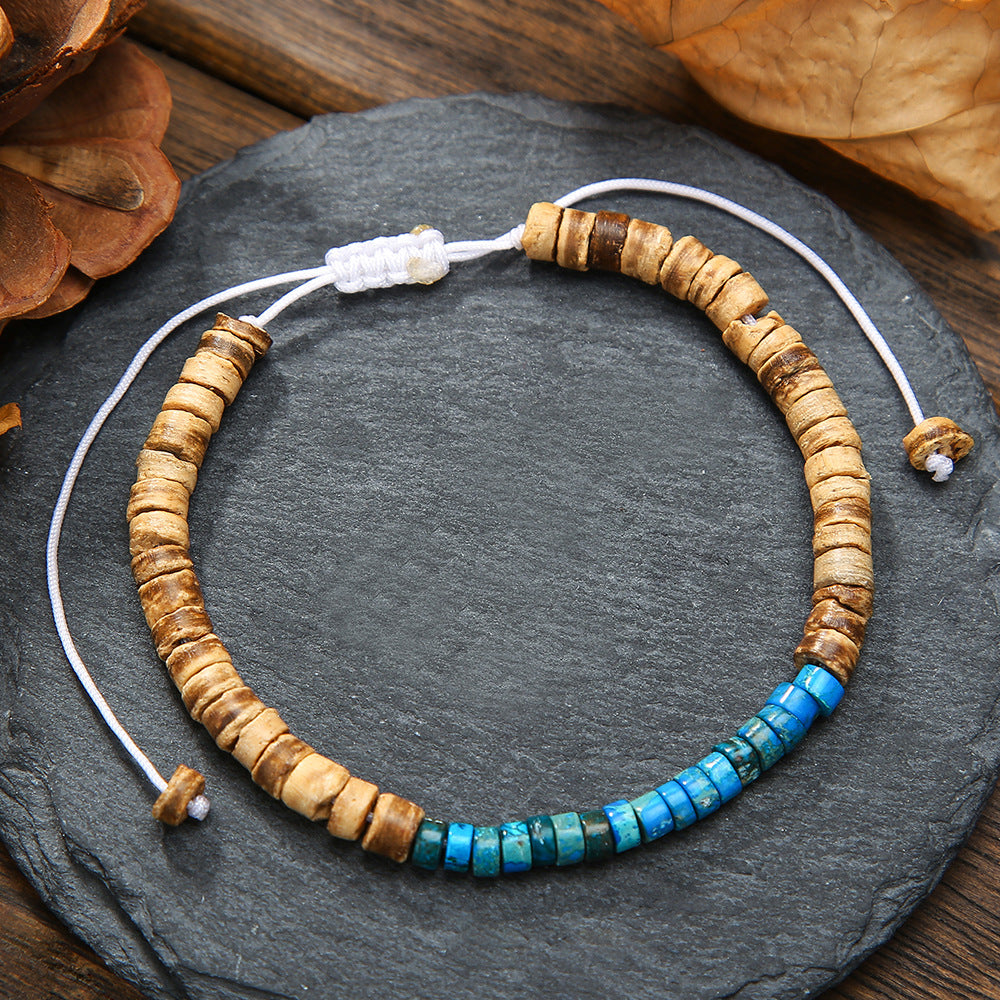 Stone Heishi Beaded Bracelet With Sliding Knot - C13