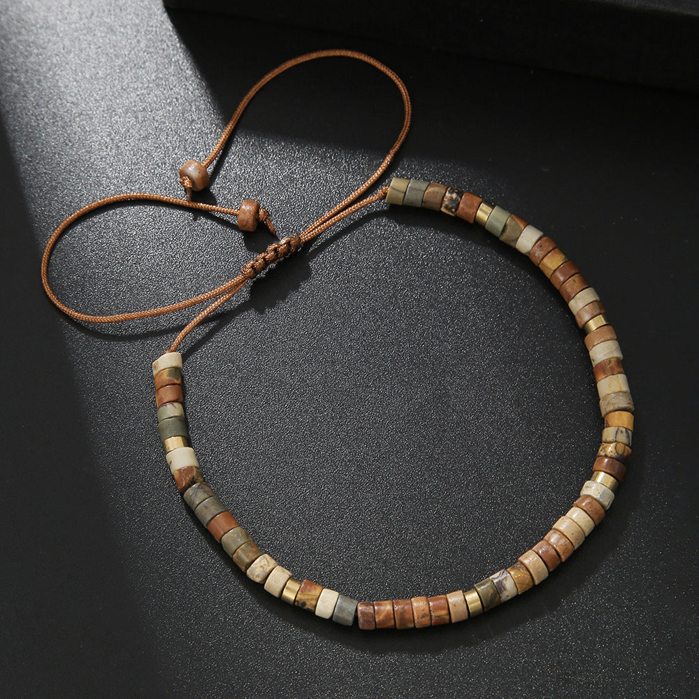 Stone Heishi Beaded Bracelet With Sliding Knot - C14