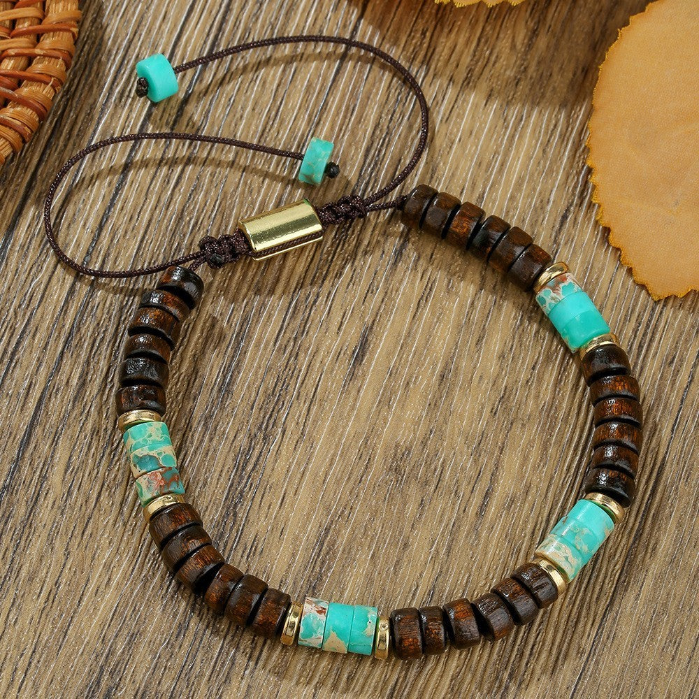 Stone Heishi Beaded Bracelet With Sliding Knot - C16