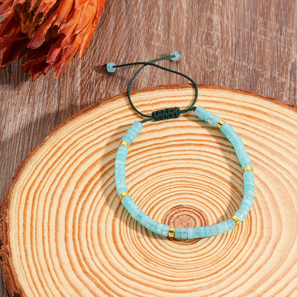 Stone Heishi Beaded Bracelet With Sliding Knot - C3