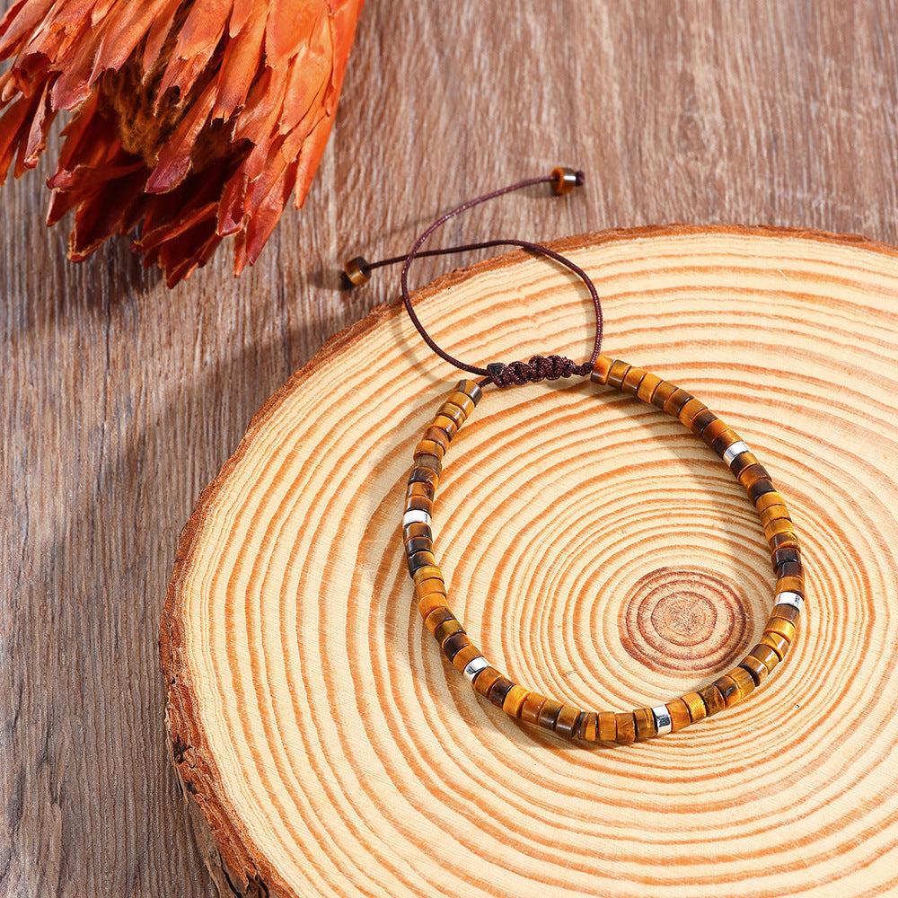 Stone Heishi Beaded Bracelet With Sliding Knot - C4
