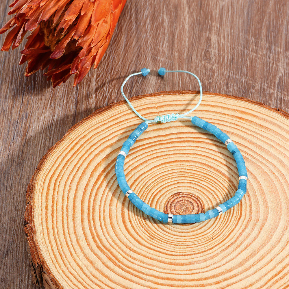 Stone Heishi Beaded Bracelet With Sliding Knot - C5