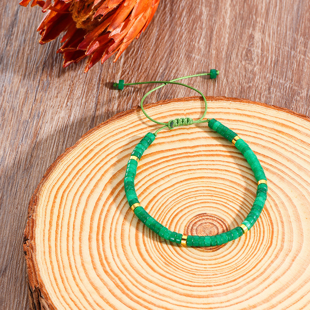 Stone Heishi Beaded Bracelet With Sliding Knot - C6