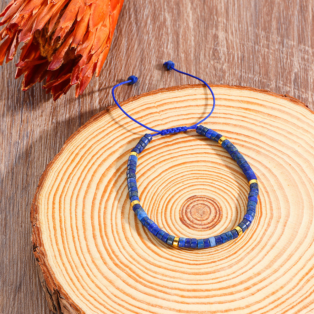 Stone Heishi Beaded Bracelet With Sliding Knot - C7