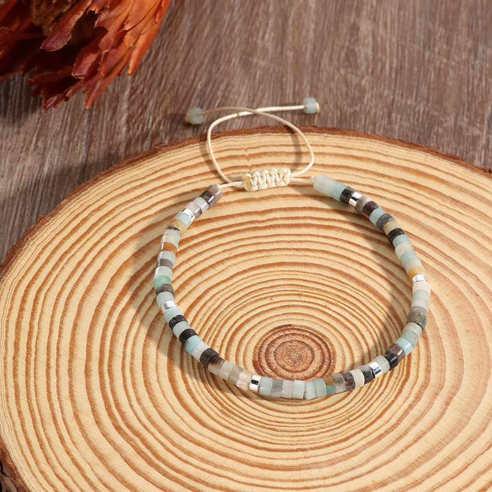 Stone Heishi Beaded Bracelet With Sliding Knot - C8