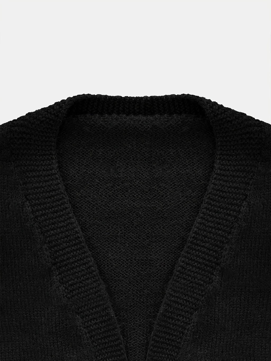 Jack-O-Lantern Cropped Knit Sweater with Ghost Sleeves - Black - 3