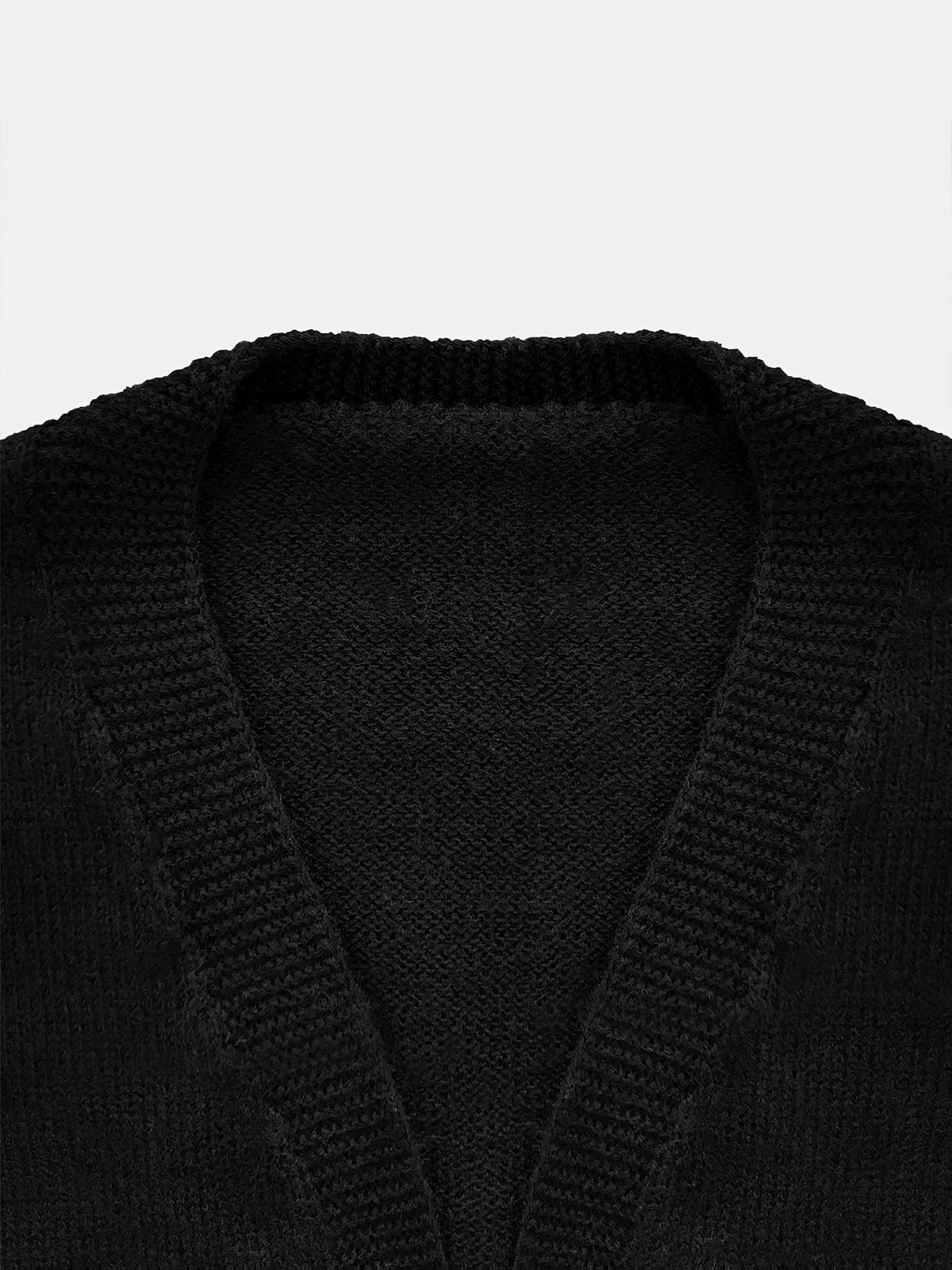 Jack-O-Lantern Cropped Knit Sweater with Ghost Sleeves - Black - 3