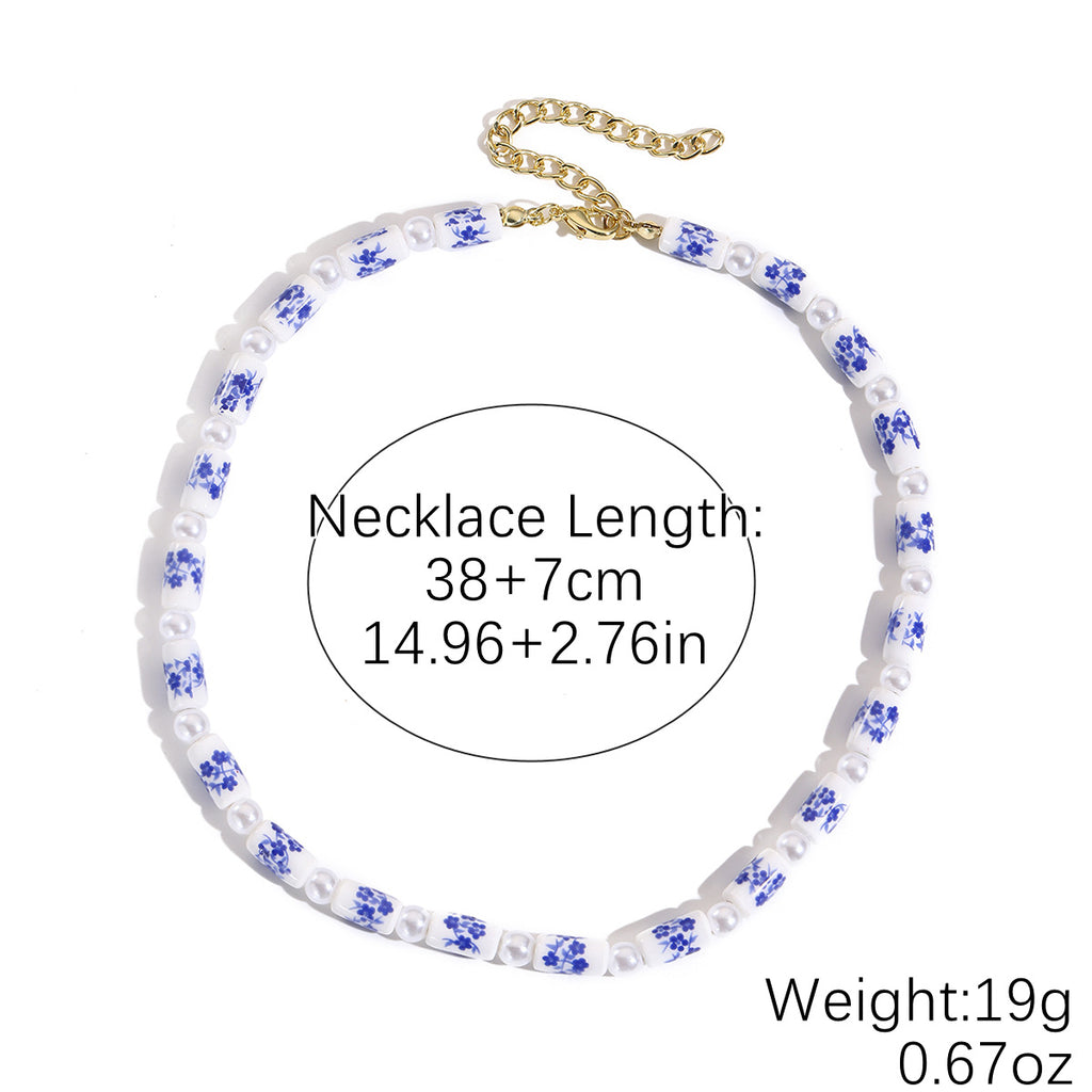 Cylinder Ceramic beaded necklace