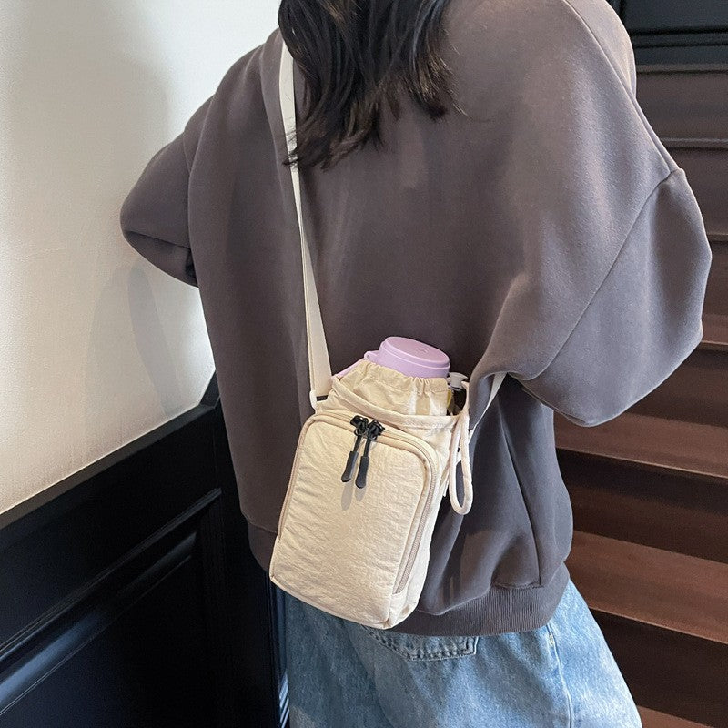 Crinkle Nylon Water Bottle Crossbody Bag