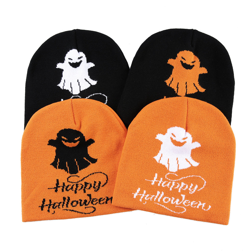Spooky Ghost Knit Beanie for Halloween Nights - BOrange - 1