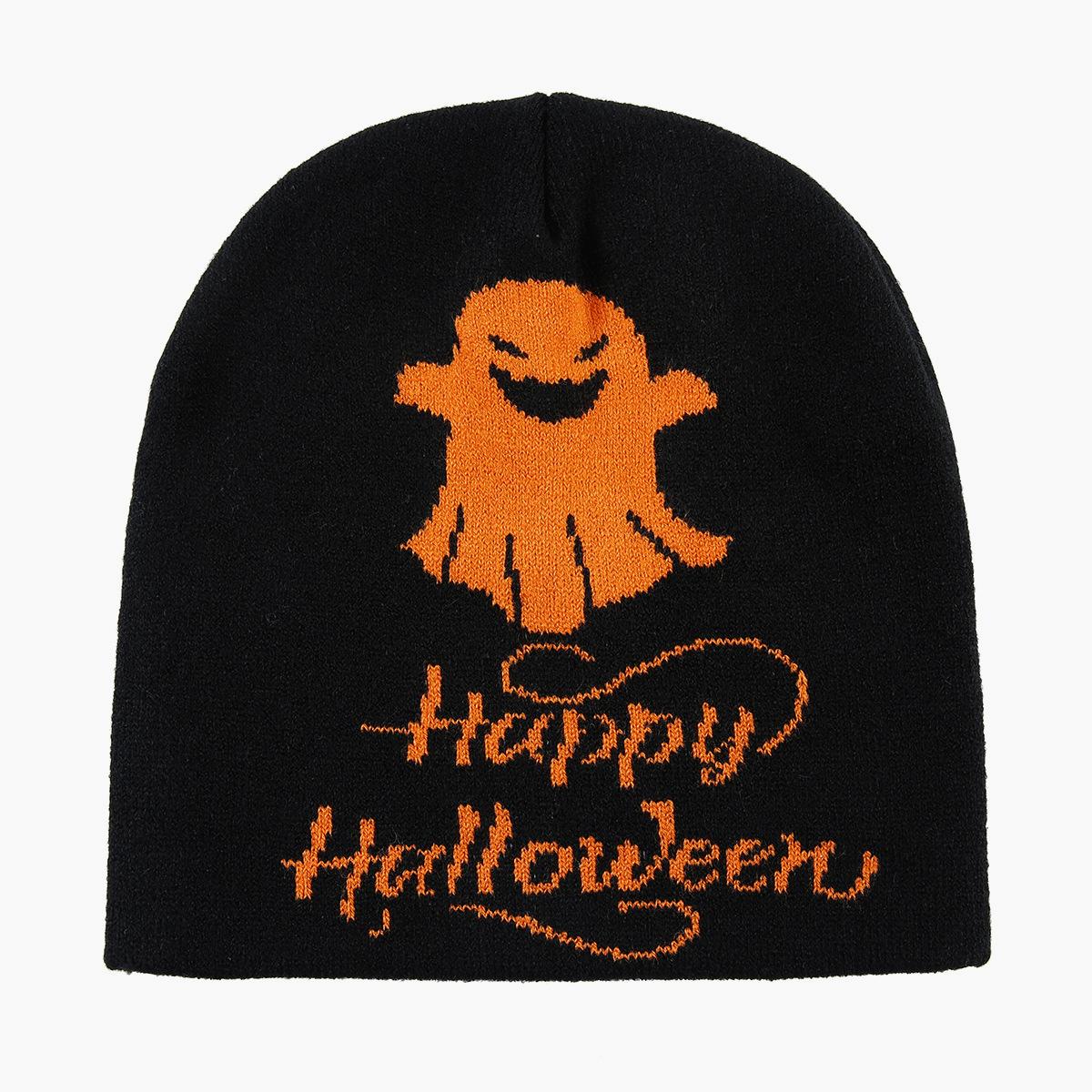 Spooky Ghost Knit Beanie for Halloween Nights - OBlack