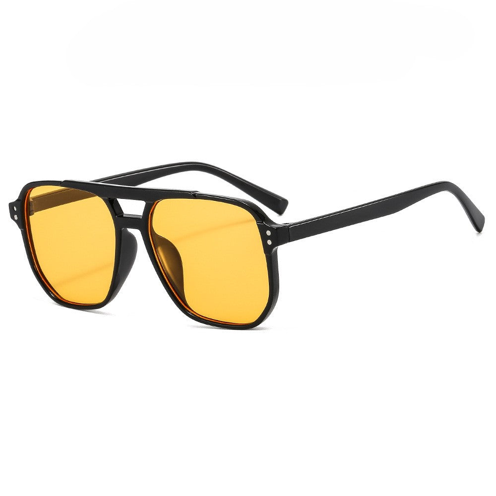 Double Bridge Flat Top Aviator Sunglasses - C3