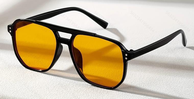 Double Bridge Flat Top Aviator Sunglasses - C7