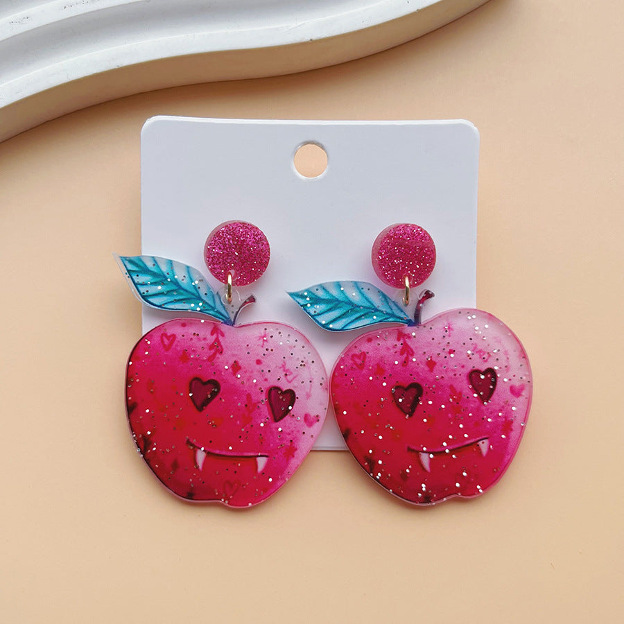Halloween Acrylic Skull Charm Dangle Earrings - C