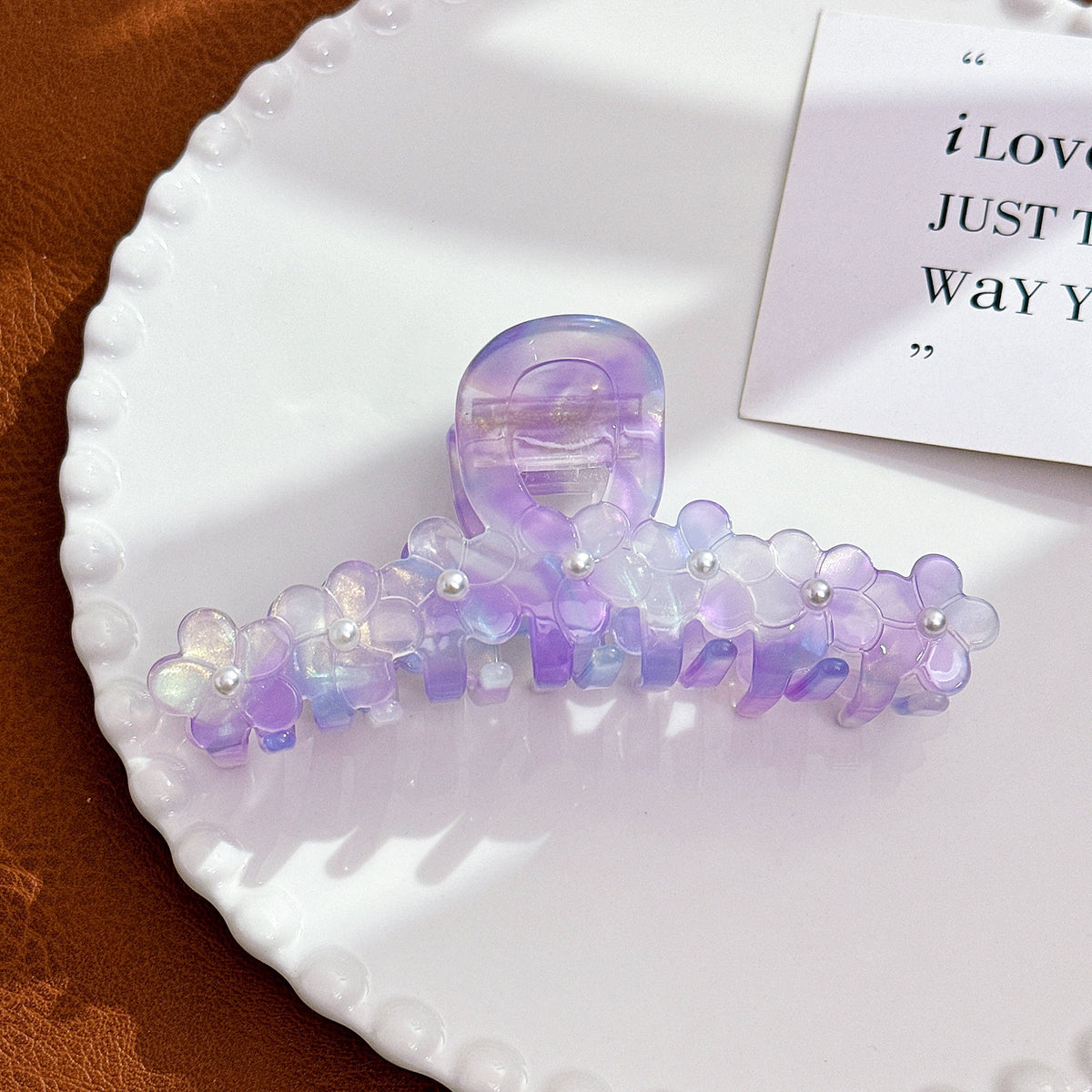 Blossom Cluster Rhinestone Hair Claw Clip - Purple