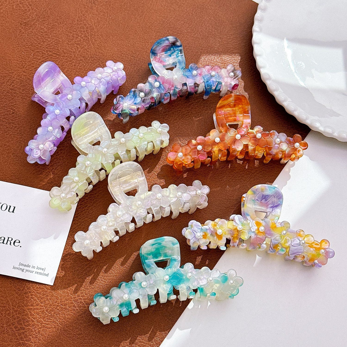Blossom Cluster Rhinestone Hair Claw Clip - view 1