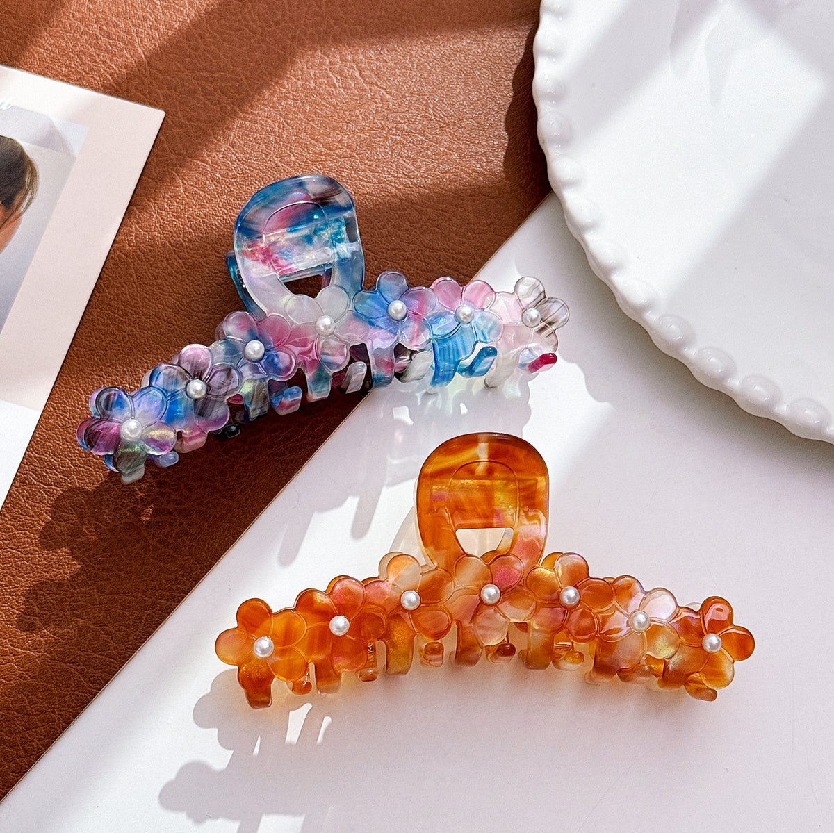 Blossom Cluster Rhinestone Hair Claw Clip - view 2