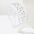 Sheer Tulle Headband With Crystal Studs - White