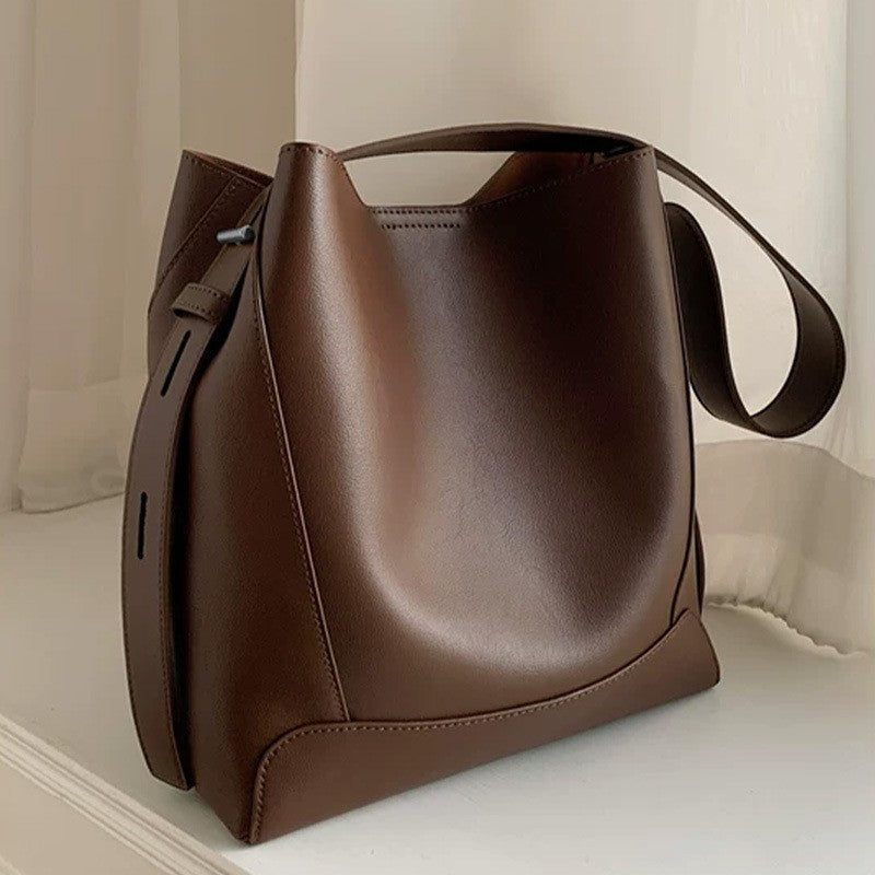 Genuine Leather Bucket Shoulder Bag