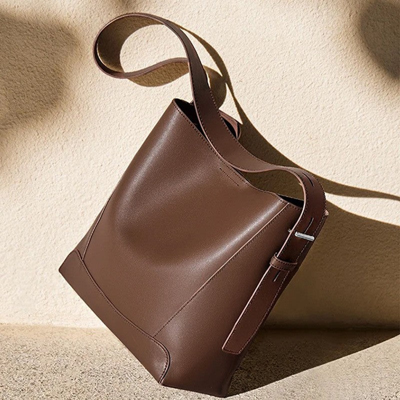 Genuine Leather Bucket Shoulder Bag