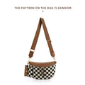 Half Moon Sling Bag with Card Pouch - Brown Check