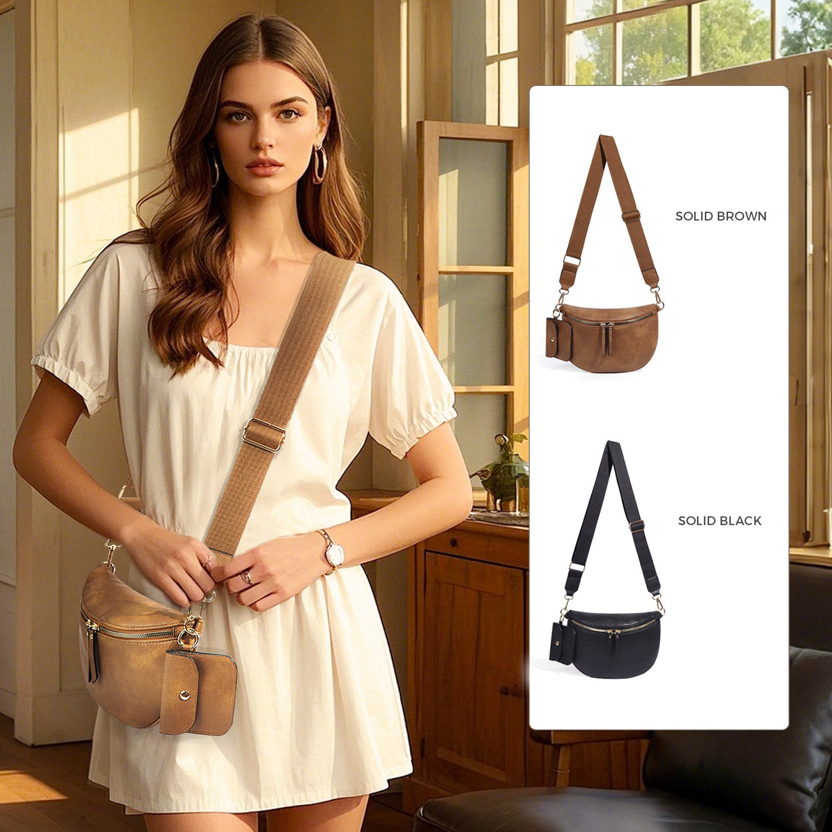 Half Moon Sling Bag with Card Pouch