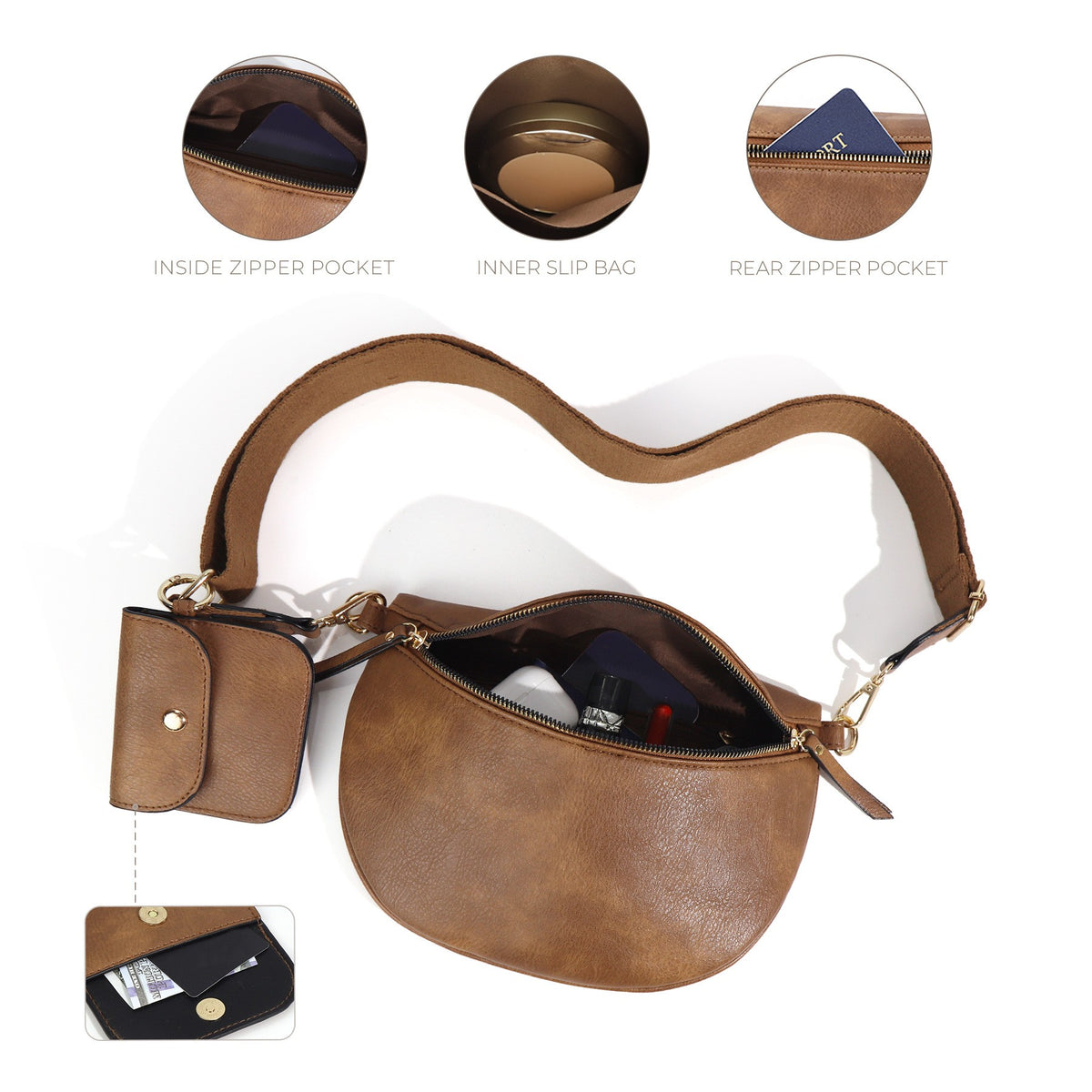 Half Moon Sling Bag with Card Pouch