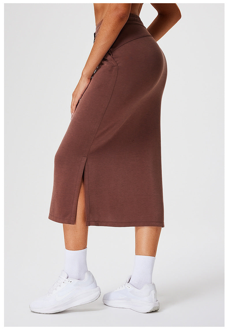 High Waist Drawstring Midi Sweat Skirt - view 2