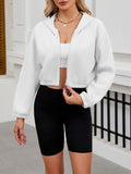 Boxy Crop Fleece Zip Sweatshirt - White