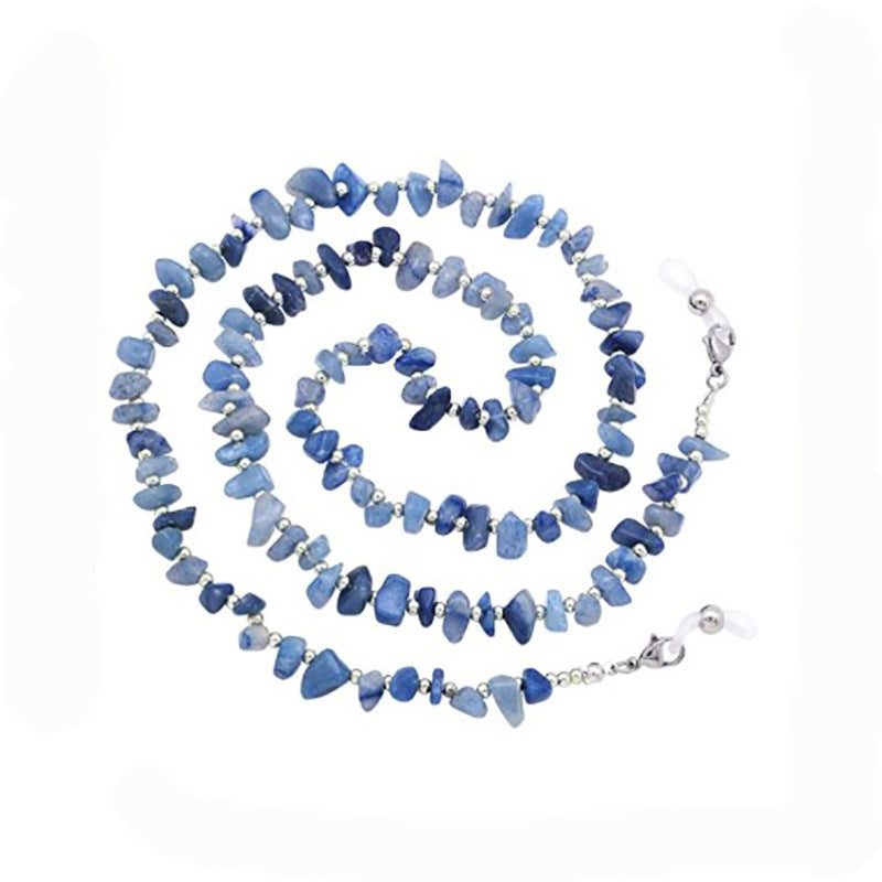 Natural Stone Chip Eyeglass Chain - Blue