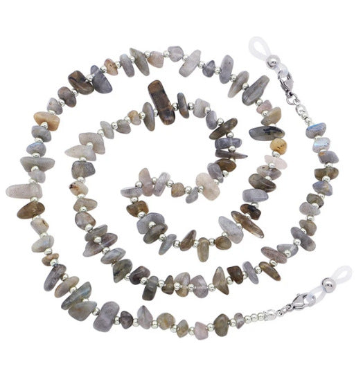 Natural Stone Chip Eyeglass Chain - Grey