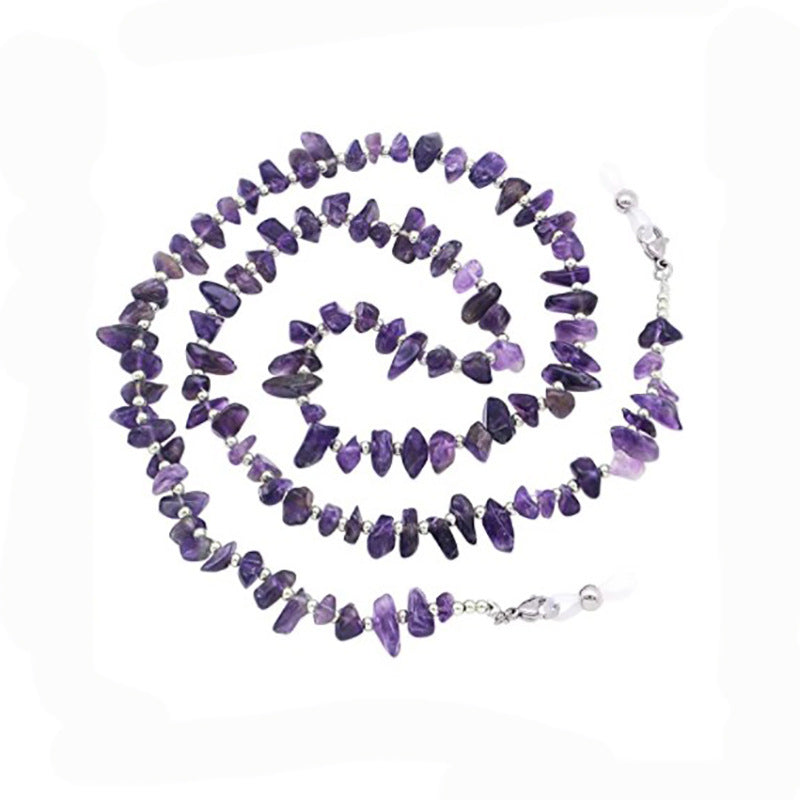 Natural Stone Chip Eyeglass Chain - Purple