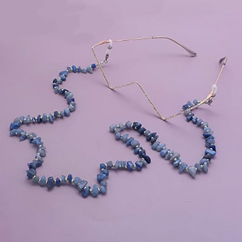 Natural Stone Chip Eyeglass Chain - Purple - 1