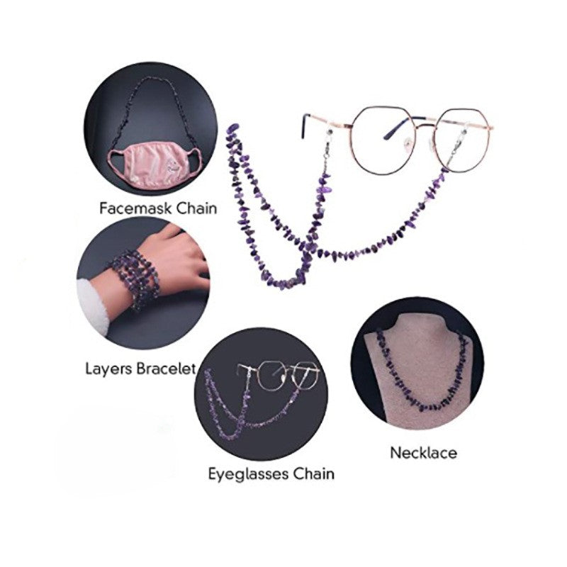 Natural Stone Chip Eyeglass Chain - Purple - 2