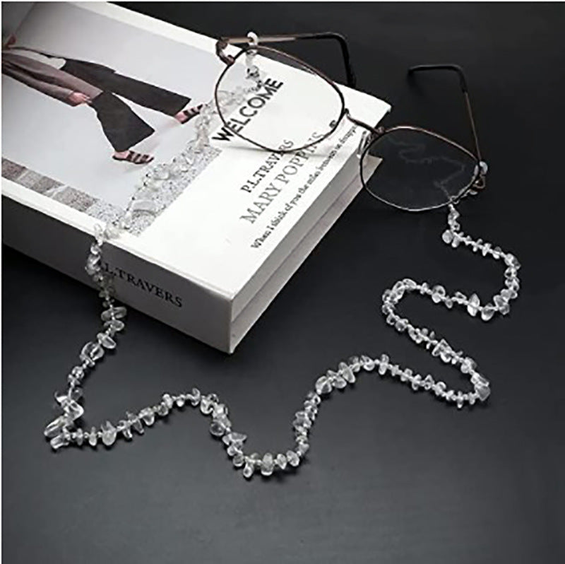 Natural Stone Chip Eyeglass Chain - White - 1