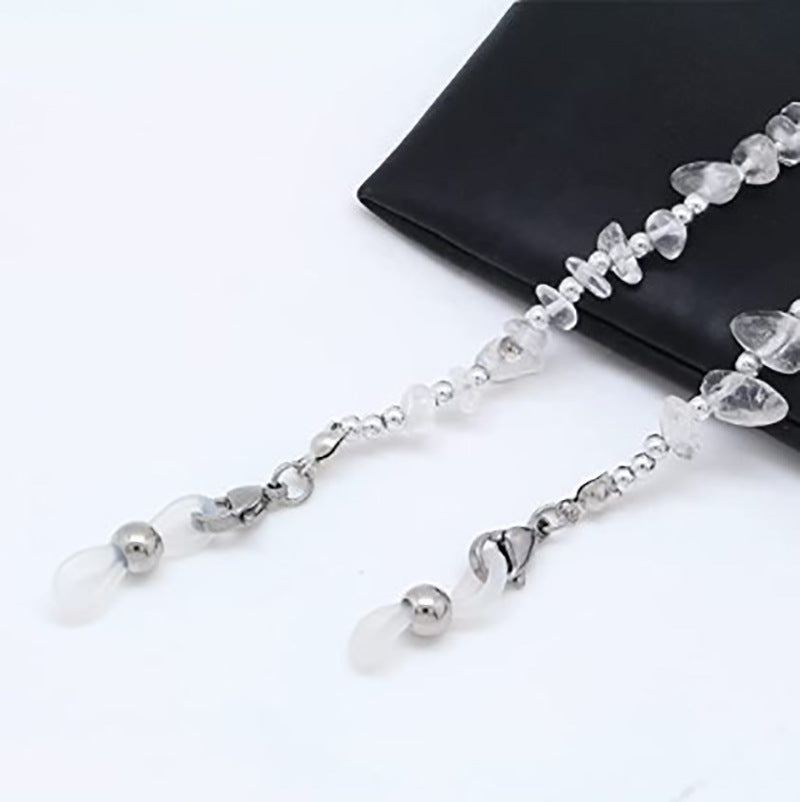 Natural Stone Chip Eyeglass Chain - White - 2