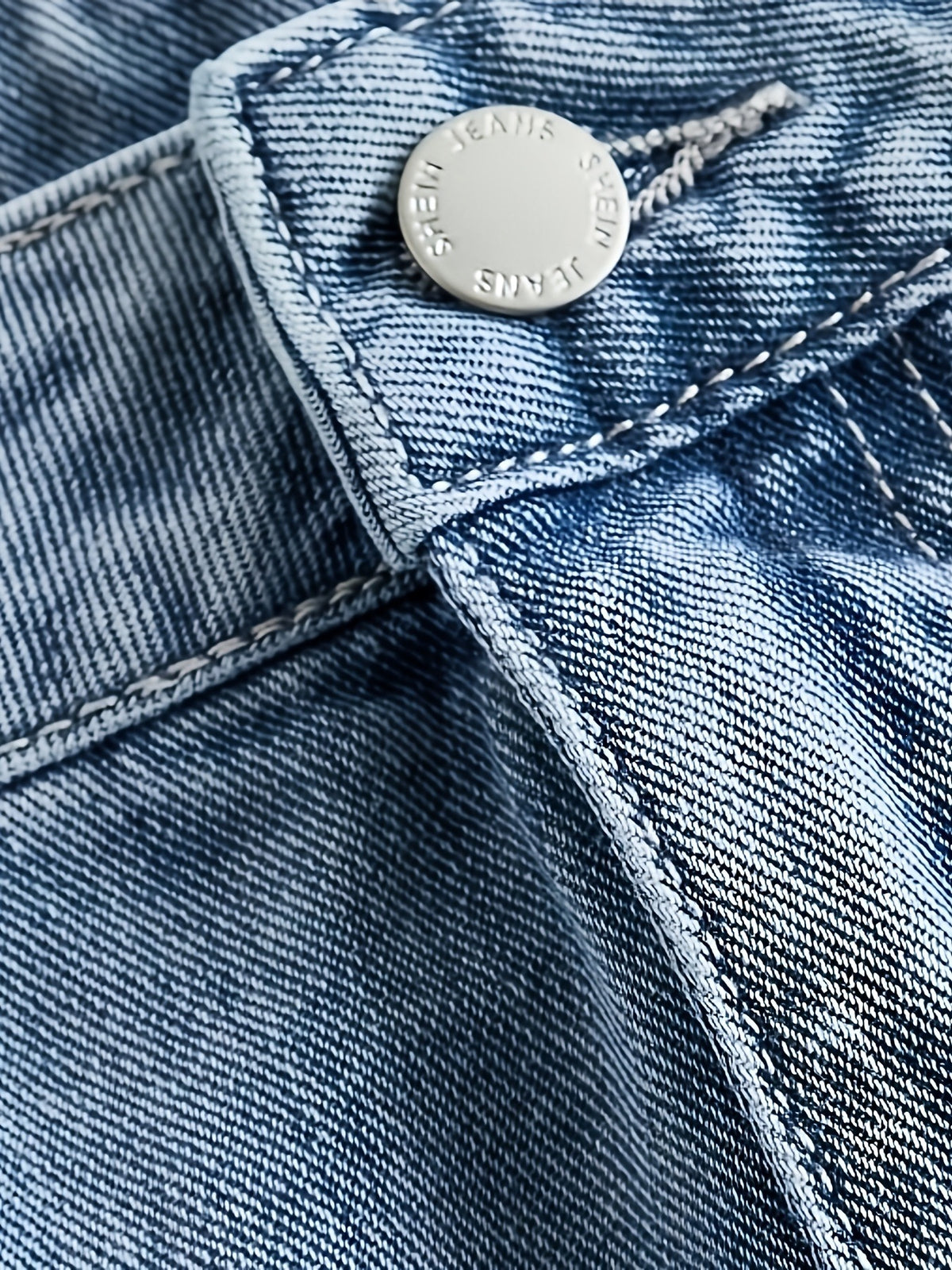 Eyelet Ruffle Hem Denim Mini Skirt - Blue - 4