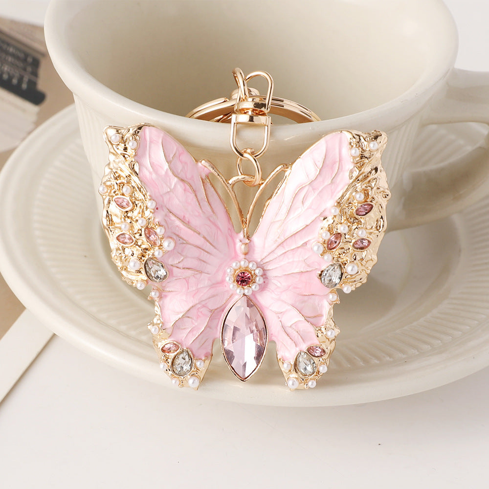 Glazed Wing Butterfly Keychain Charm - Pink